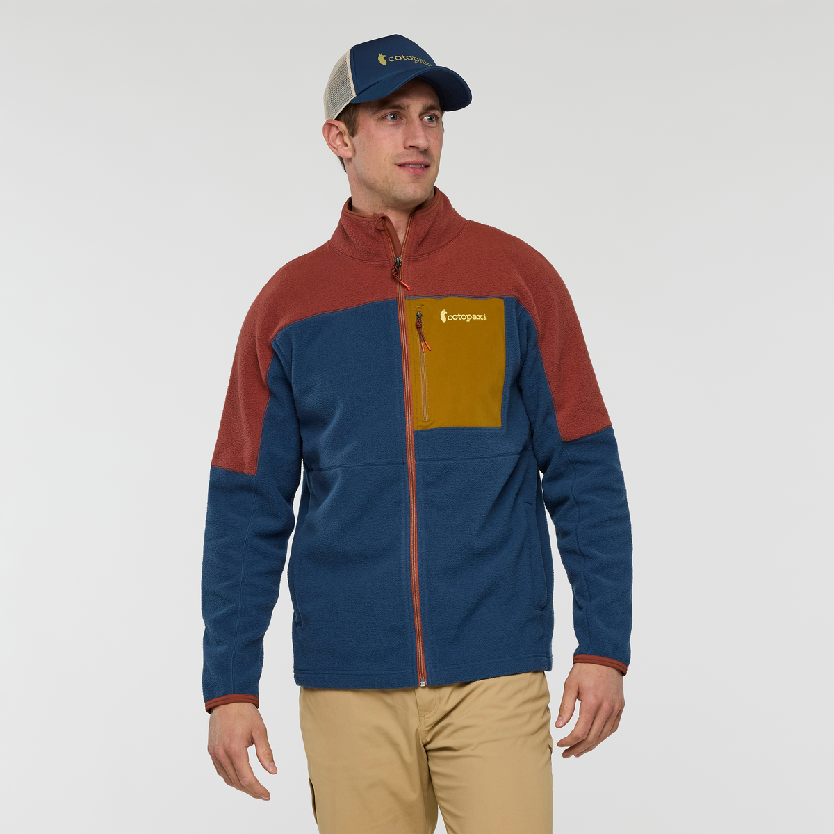 Férfi polár dzseki, Abrazo Fleece Full-Zip Jacket, szerecsendió és mélytengeri